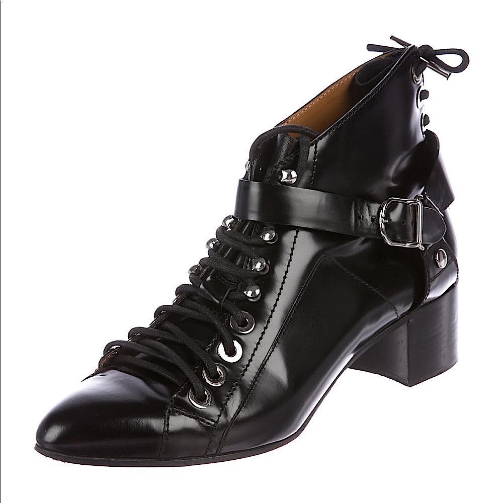 Balenciaga Leather Round-Toe Ankle Boots